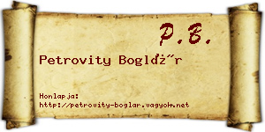 Petrovity Boglár névjegykártya